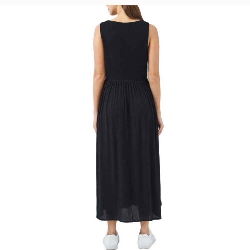 Frye Button Front Midi Maxi sleeveless casual summer Lounge Dress black new xl - Picture 4 of 7